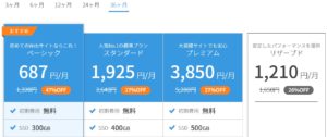 ConoHa WING（このはウィング）のWINGパックの料金表画面